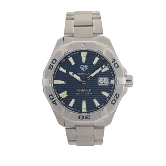 TAG Heuer Aquaracer Calibre 5 WAY2012 Blue Motif Dial 43mm Men's Watch +B&P - Picture 1 of 4